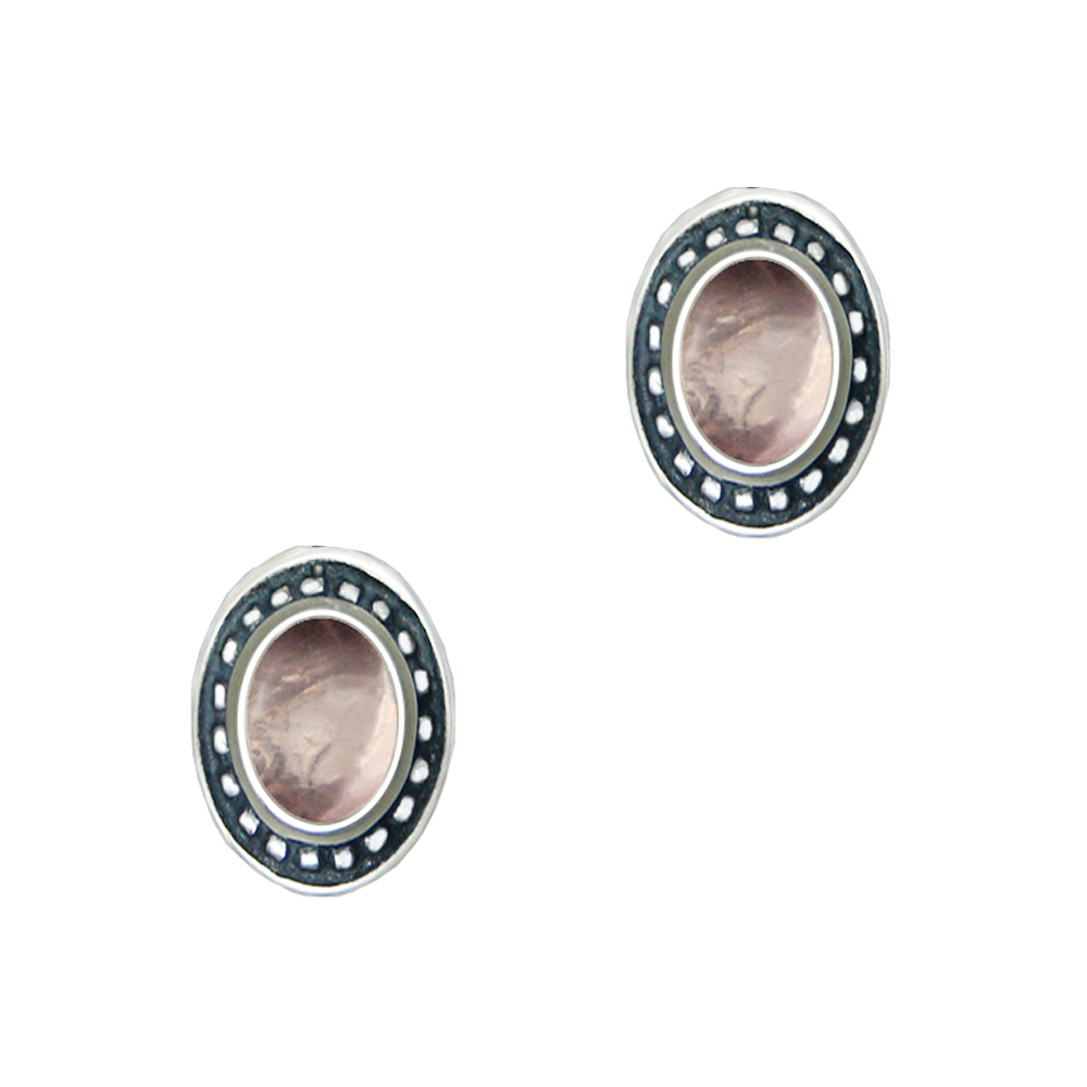 Sterling Silver Rose Quartz Post Stud Earrings
